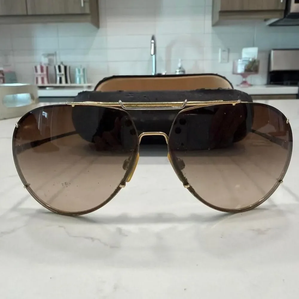 Dolce & Gabbana Vintage Brown and Gold Aviator Sunglasses #41385